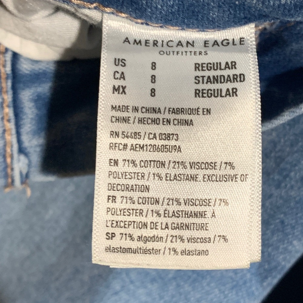 American Eagle Flare Jeans Womens 8 Super Hi-Rise Distressed Light Wash Boho - Picture 3 of 8